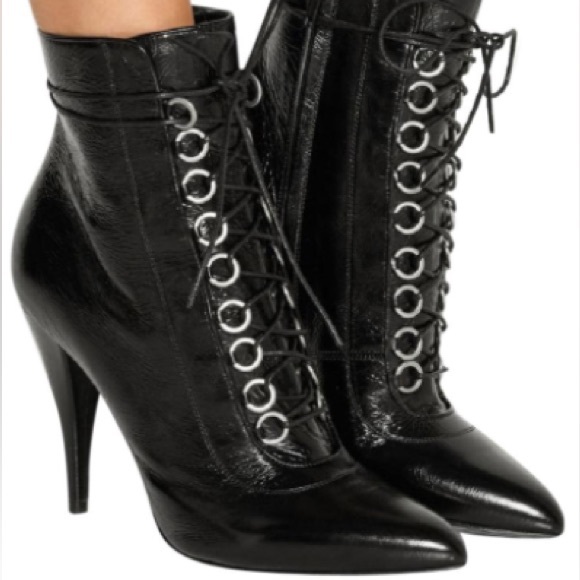 saint laurent lace up booties ankle boots - Picture 3 of 14